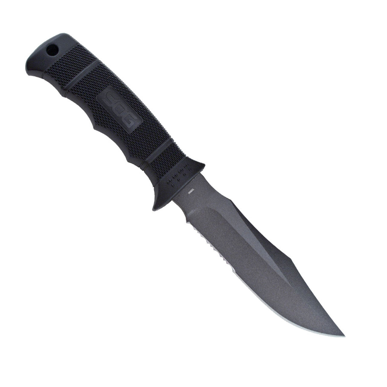 SOG SEAL Pup M37K Fixed Blade Knife β Straight Edge, AUS-8, Black TiNi Coating