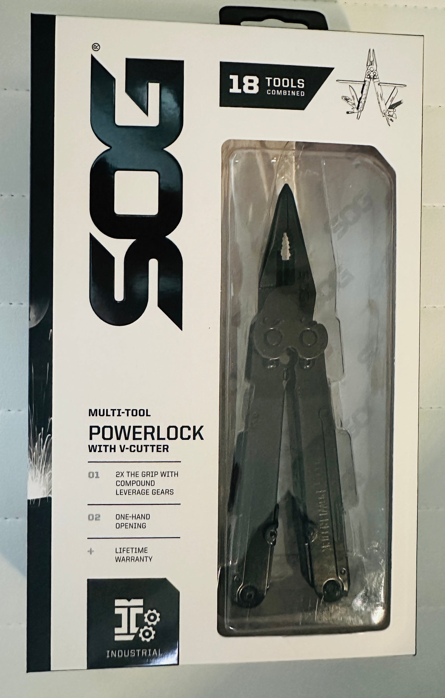 SOG PowerLock EOD Black Oxide Multitool with Nylon Sheath – 18 Tools in One (NEW)
