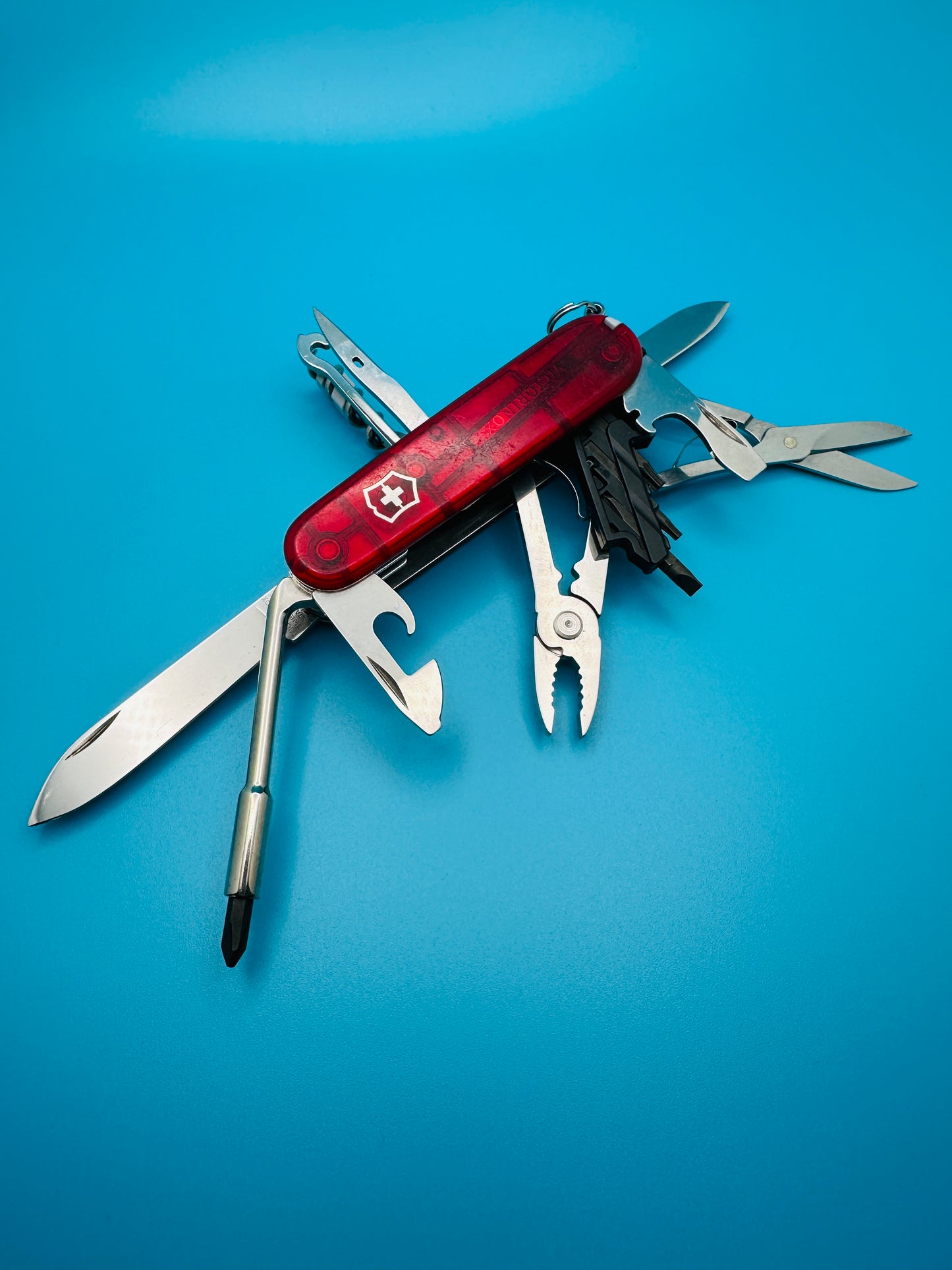 Victorinox Cybertool M 91mm Swiss Army Knife β Red TRANSPARENT Multi-Tool (Used)