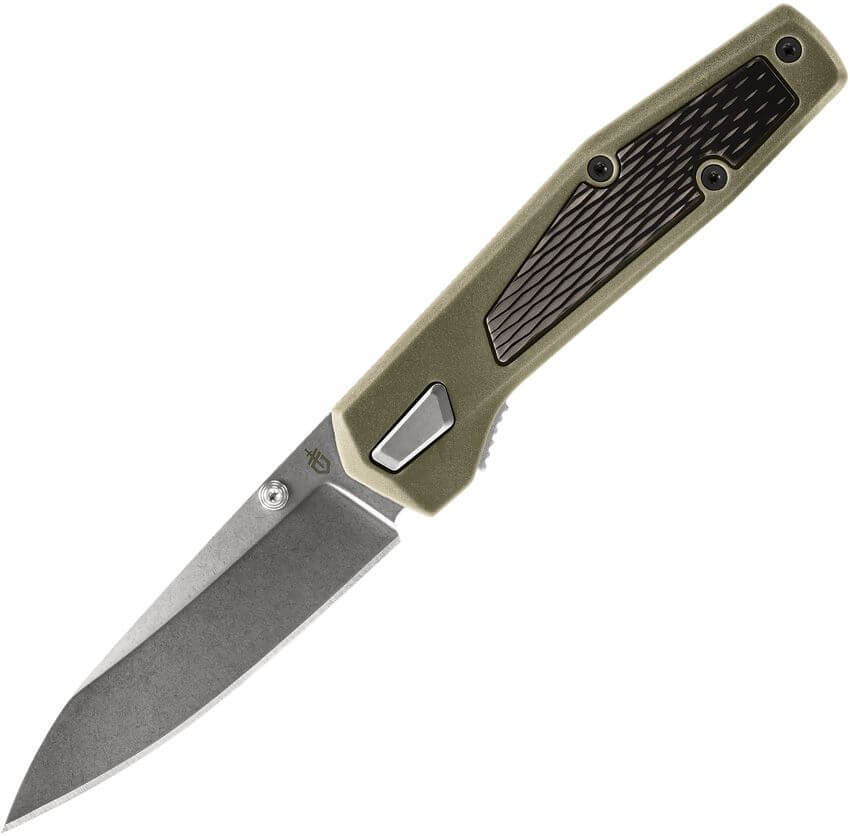 Gerber Fuse knife box with model number 30-001875 and flat sage green label