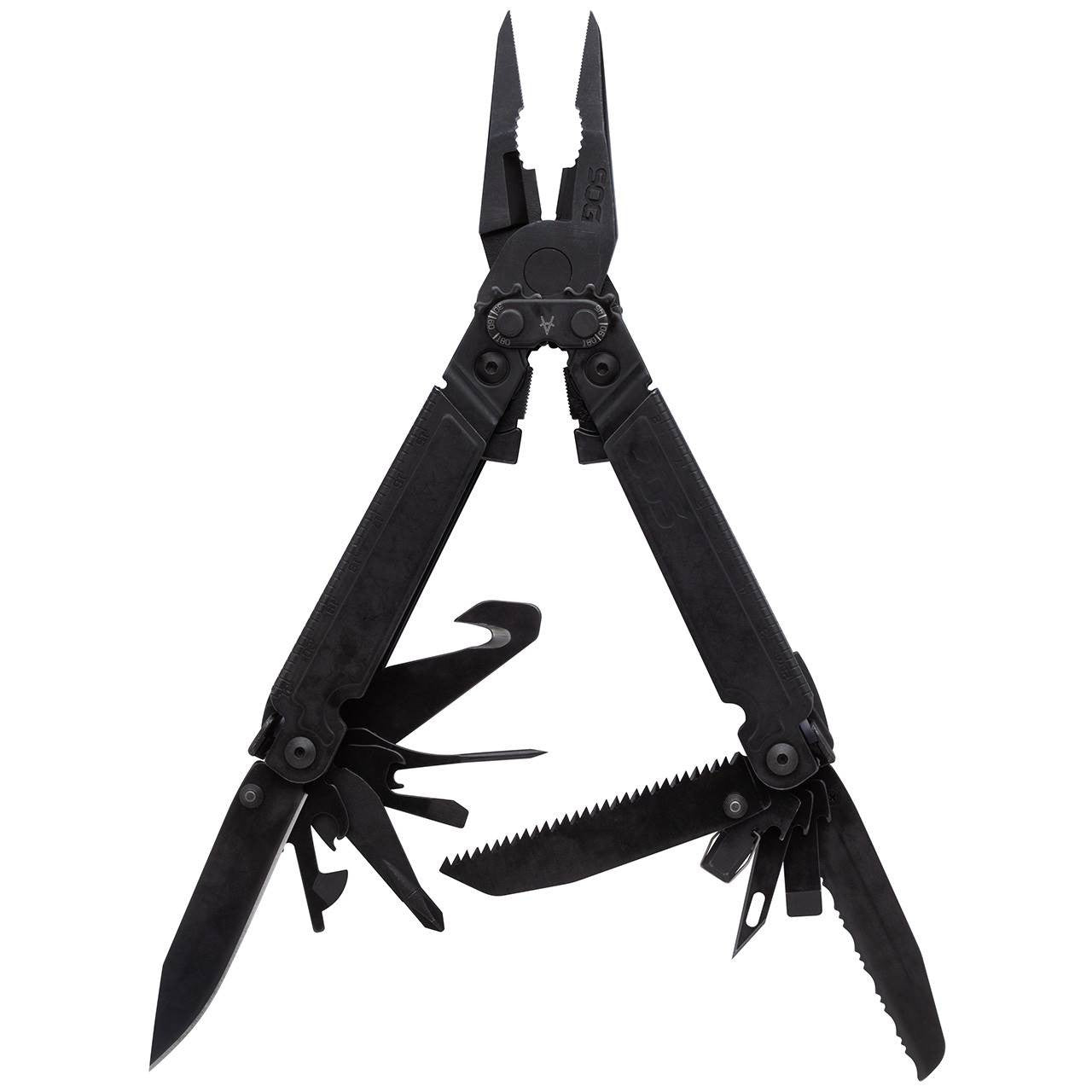 SOG PowerAccess Assist Black Multitool – 21 Tools, Assisted Opening, Black Oxide