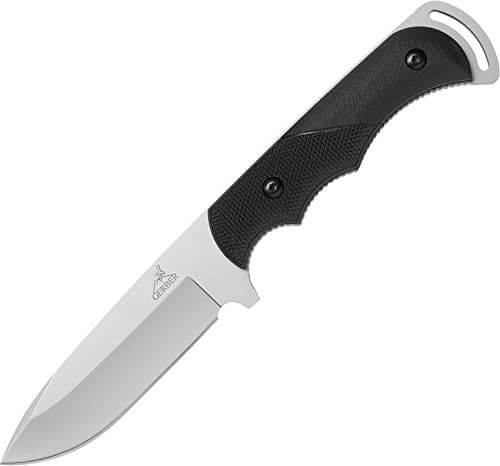 Gerber Freeman Guide knife displayed diagonally with stainless steel blade and ergonomic grip