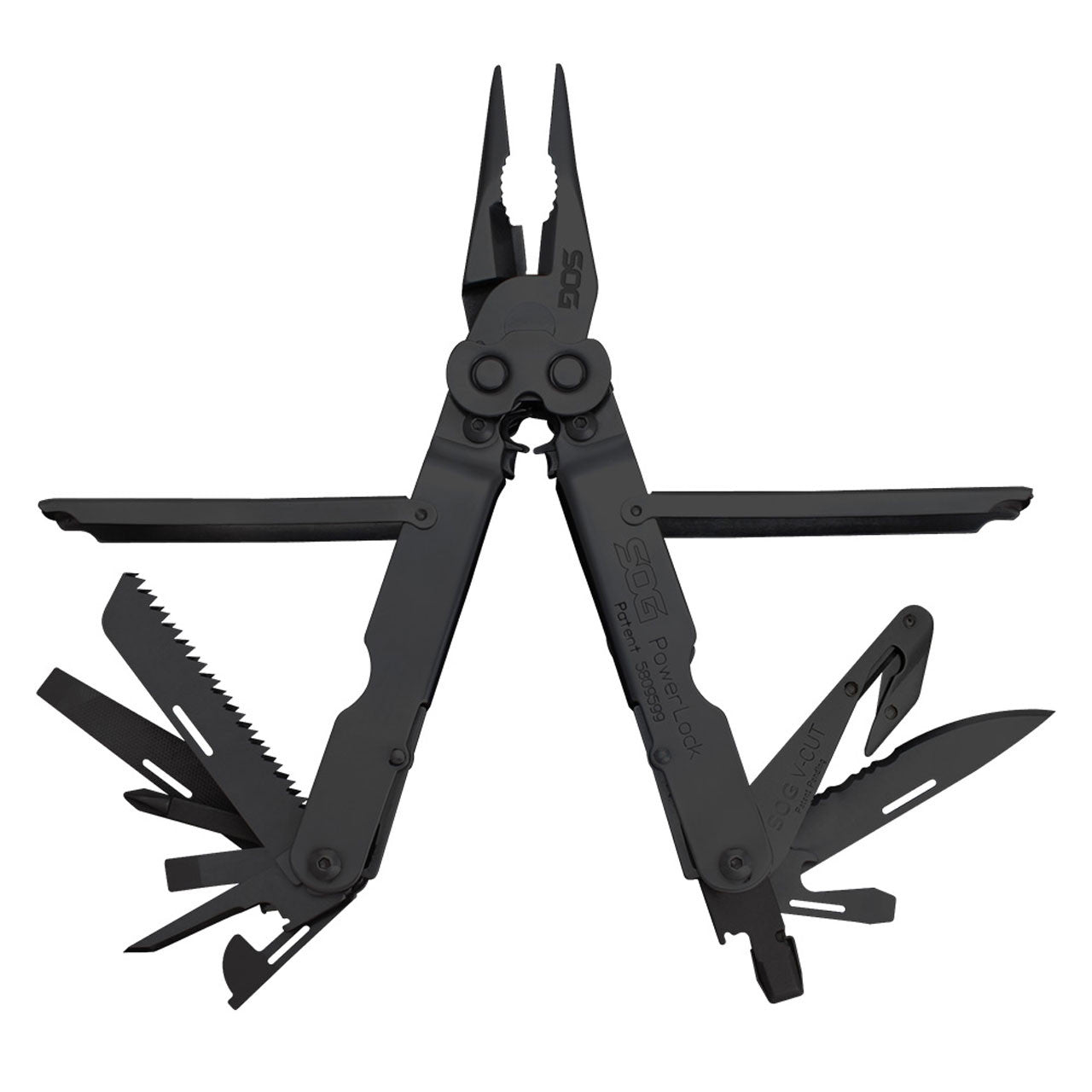 SOG PowerLock EOD Black Oxide Multitool with Nylon Sheath – 18 Tools in One (NEW)