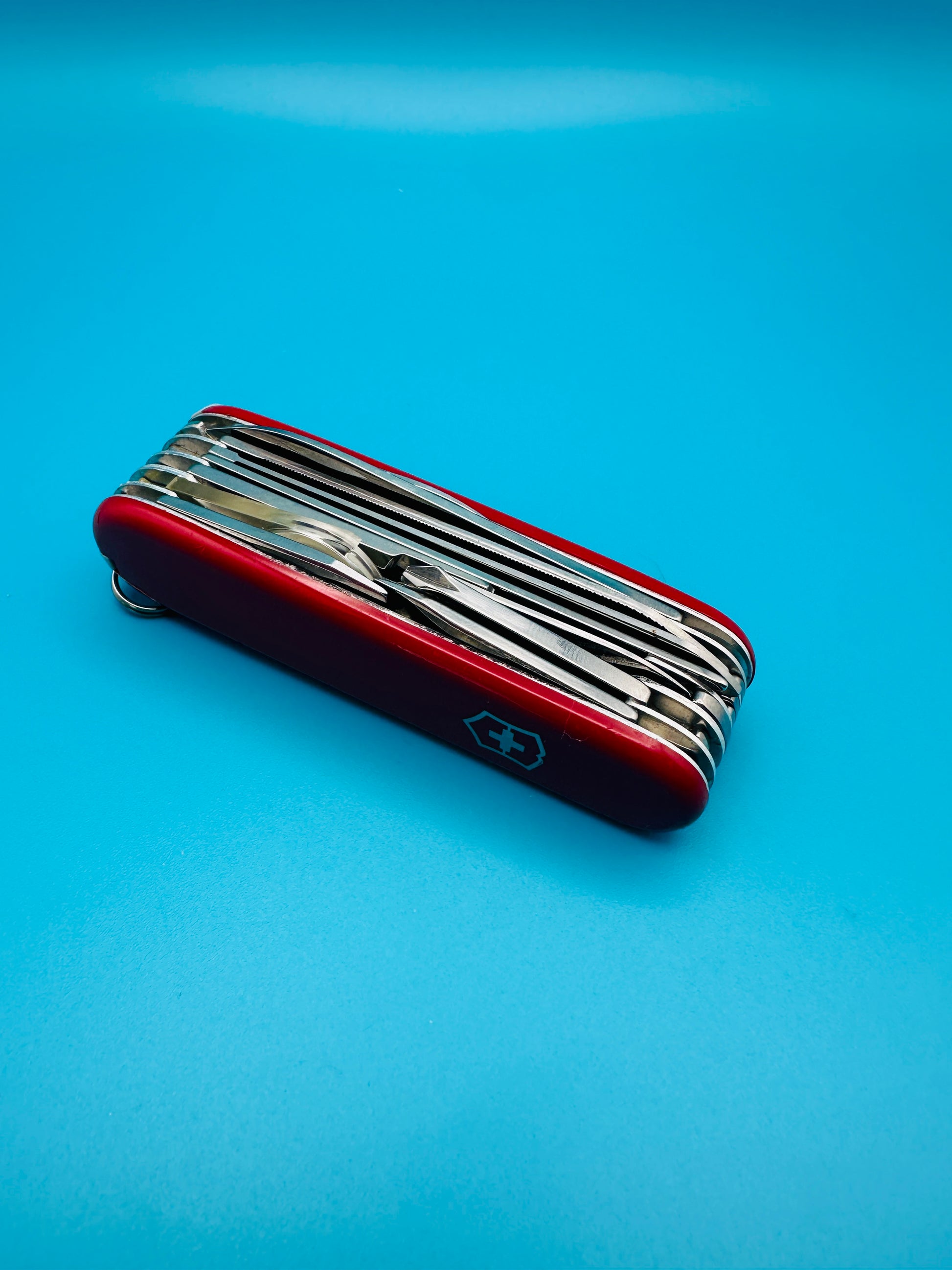 Folded Victorinox Champion Plus Swiss Army knife with compact profile