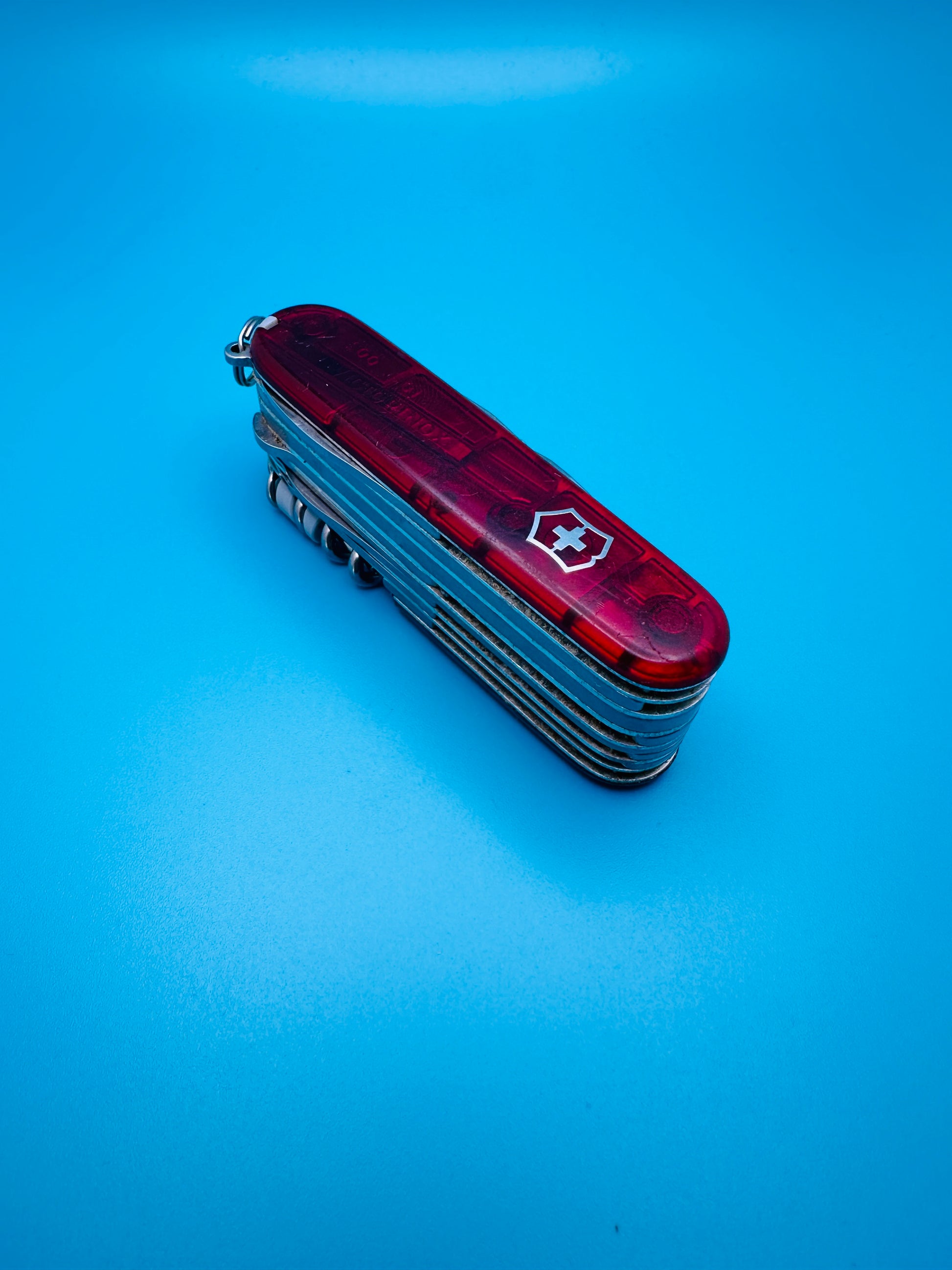 Victorinox Swiss Champ 91mm Swiss Army Knife – Red Transparent Multi-Tool (Used)