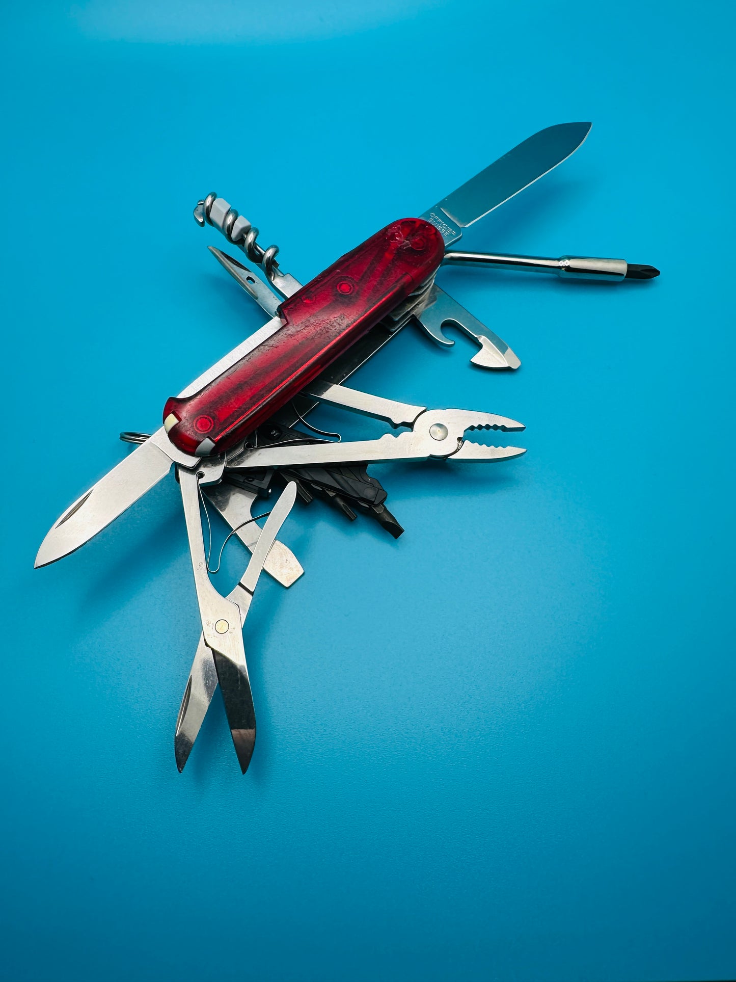 Victorinox Cybertool M 91mm Swiss Army Knife – Red TRANSPARENT Multi-Tool (Used)