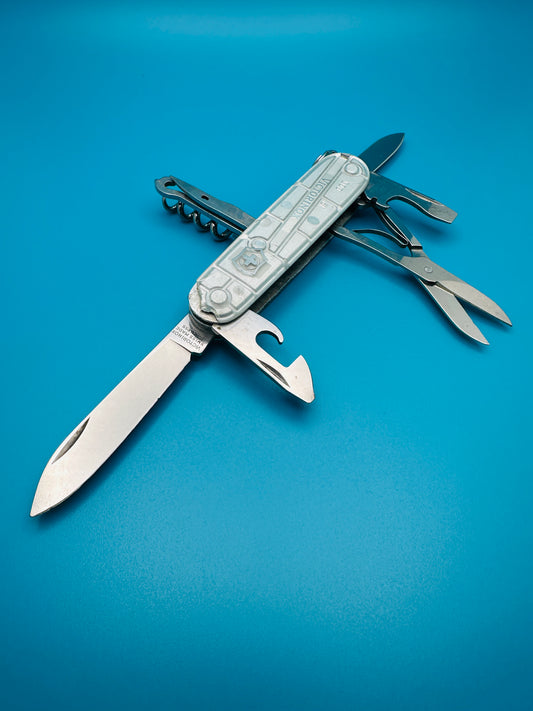 Victorinox Climber 91mm Swiss Army Knife – GRAY Transparent Multi-Tool (Used)
