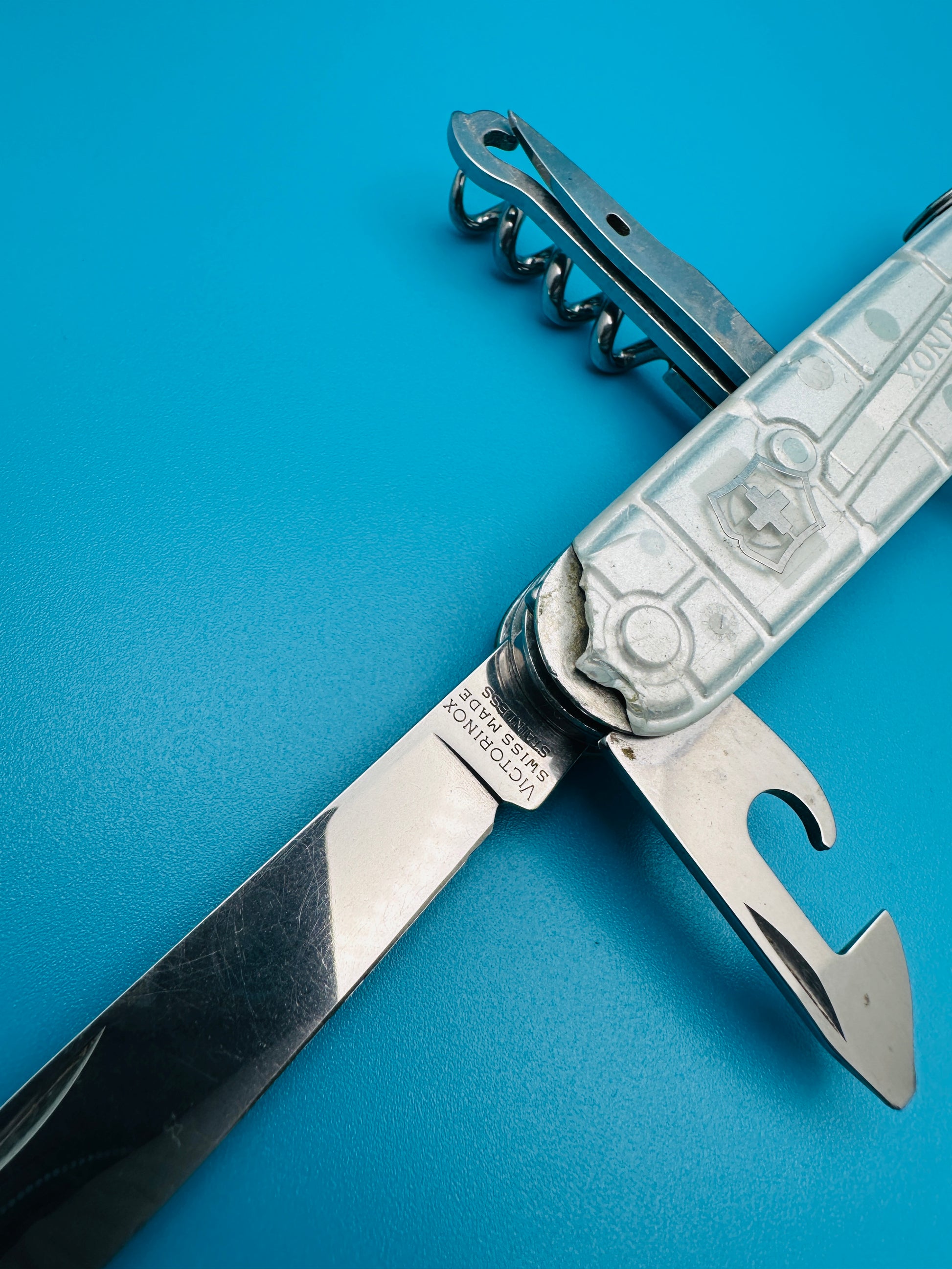 Victorinox Climber 91mm Swiss Army Knife – GRAY Transparent Multi-Tool (Used)