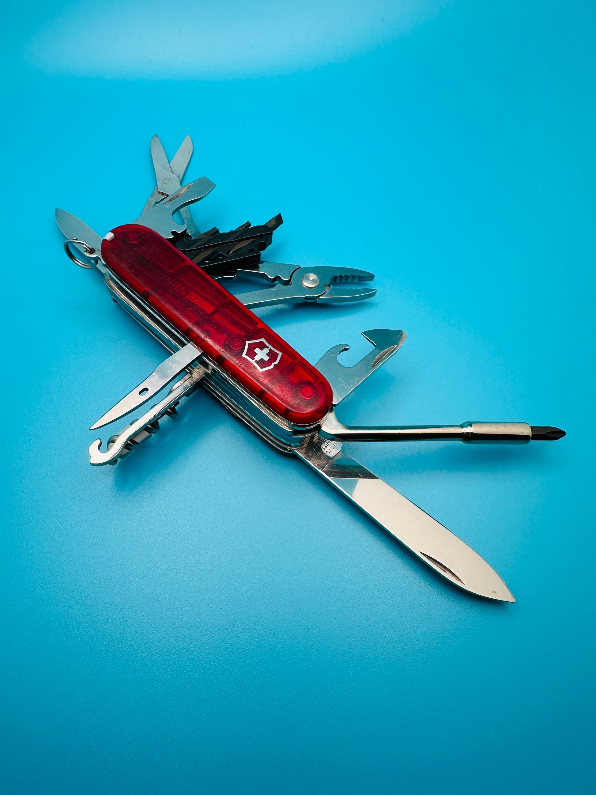 Victorinox Cybertool M 91mm Swiss Army Knife – Red TRANSPARENT Multi-Tool (Used)