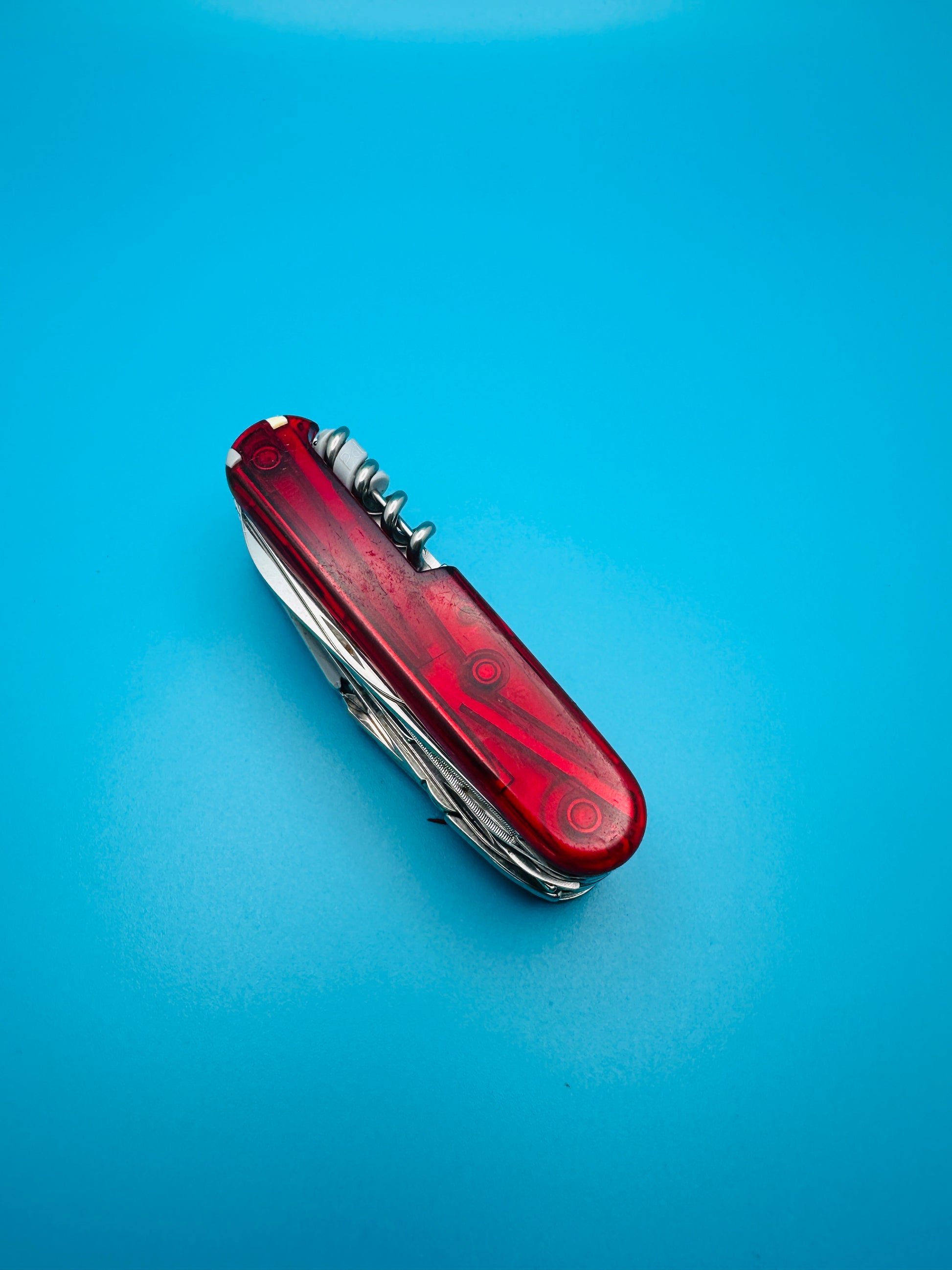 Victorinox Swiss Champ 91mm Swiss Army Knife – Red Transparent Multi-Tool (Used)