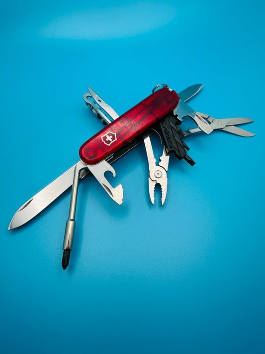 Victorinox Cybertool M 91mm Swiss Army Knife – Red TRANSPARENT Multi-Tool (Used)