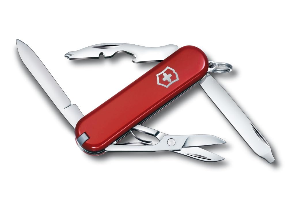 Victorinox Rambler 58mm Swiss Army knife with tools open, red handle

